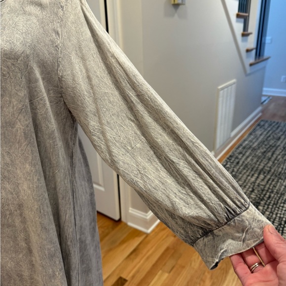 Yahada Long Sleeve Blue Gray Shirt Dress - Picture 2 of 11
